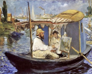  Manet Malerei - Claude Monet Arbeiten auf seinem Boot in Argenteuil Realismus Impressionismus Edouard Manet